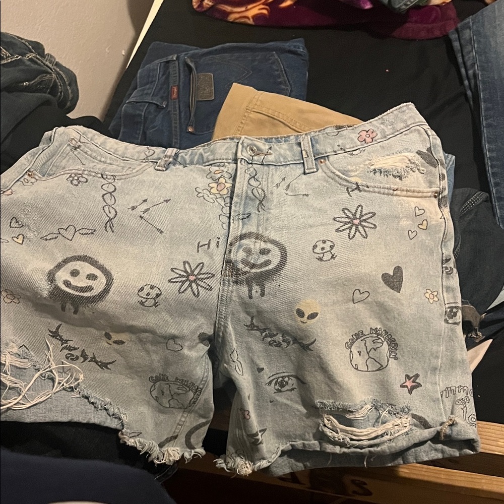 Polo by Ralph Lauren Light Blue Jean Shorts with Graphic Designs